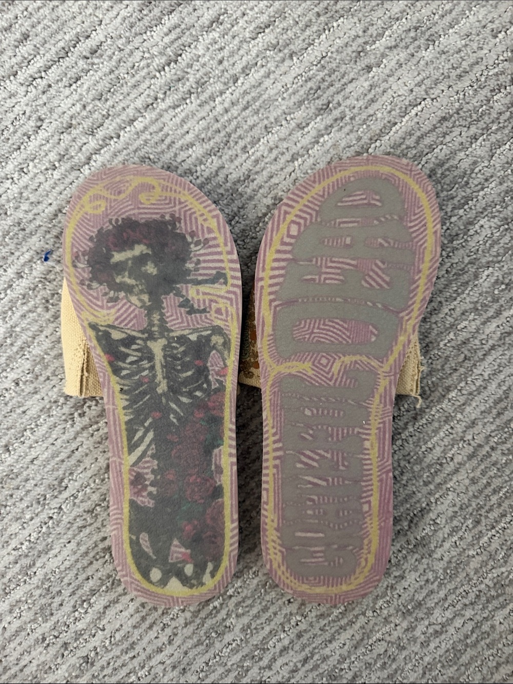 Grateful Dead x Sanuk Beige Canvas Slide Sandals with Floral Accent - Picture 2 of 5